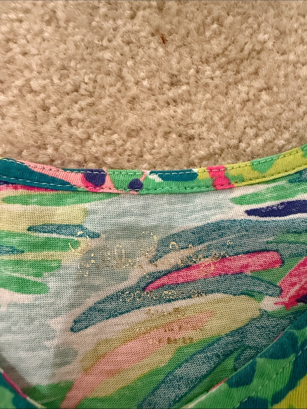 Lilly Pulitzer Tropical Print Sleeveless Dress in Aqua, Pink & Green - Picture 2 of 4